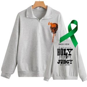 Judgy Get Gone Mental Health graphic zip raglan pullover sweatshirt small